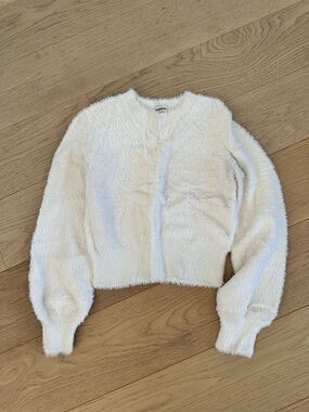 Aritzia Cozy Fuzzy Off-White Crewneck Sweater